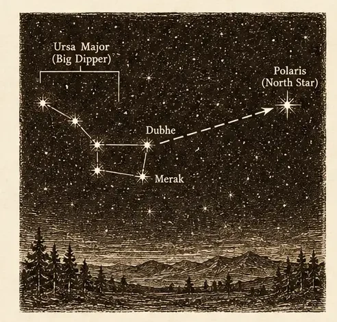 Field Manual diagram: Polaris / North Star Navigation