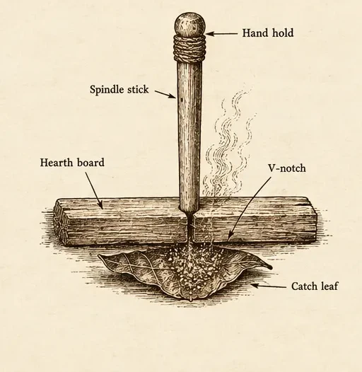 Field Manual diagram: Friction Fire Setup